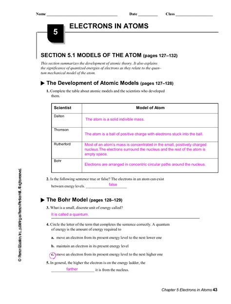 electrons in atoms chapter 5 answer key.
